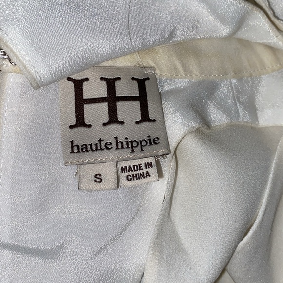 100% SILK HH HAUTE HIPPIE JEWELED-NECK CREAM CHIFFON SLEEVELESS TANK SZ S - Picture 13 of 15